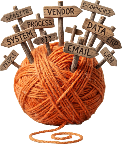 A tangled ball of yarn